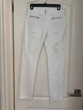 True Religion White Distressed Skinny Jeans